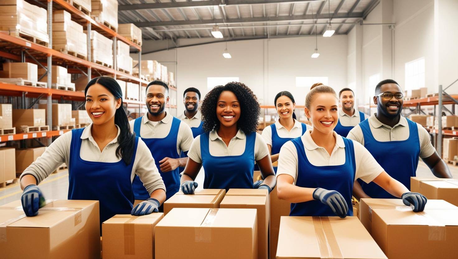 Warehouse Packers Busy at Work
